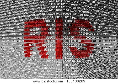 RIS is presented in the form of binary code 3d illustration