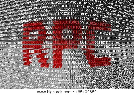RPC in the form of binary code, 3D illustration