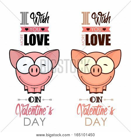 Valentines day greeting card with funny animal character.