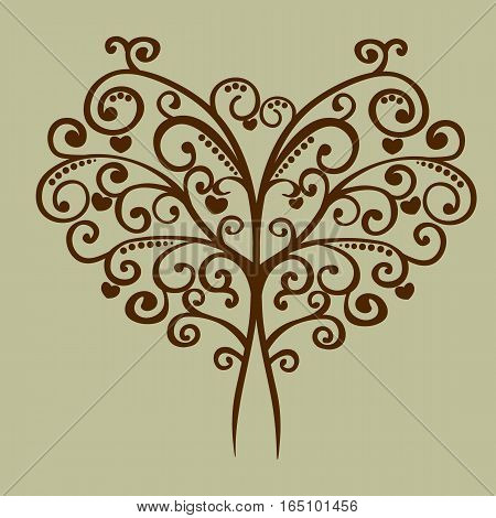 lacy tree in the form of heart in beige tones