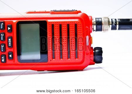 Red radio communication on a white background