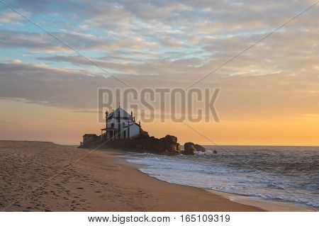 Capela do Senhor da Pedra on sunset Porto Portugal