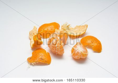 Orange fruit, isolated on white background, orange peel.