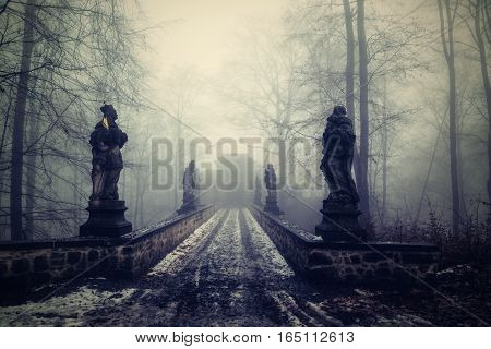 Baroque Statue In Front Of Hruba Skala