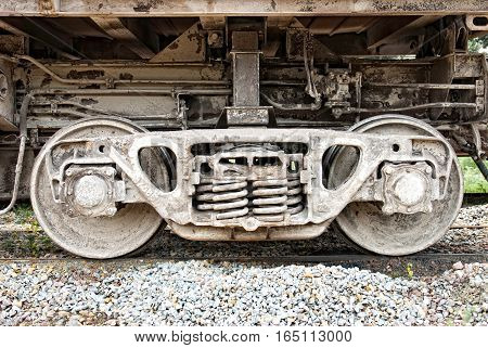 dirty wheel axle from the industrial commercial wagon