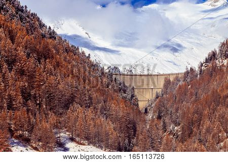 Dam In The Italian Alps