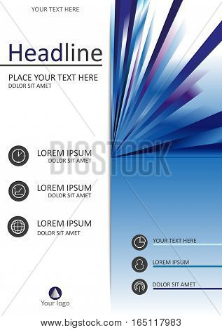 Report cover design. A4. Good for books journals banners conferences flyers and print production. Vector illustration with futuristic lines. Publishing industry.