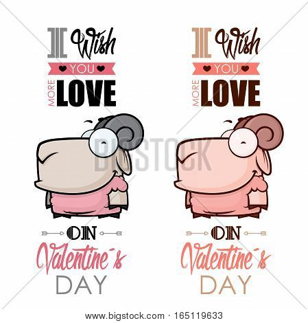 Valentines day greeting card with funny animal character.