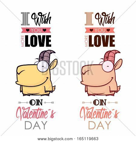 Valentines day greeting card with funny animal character.