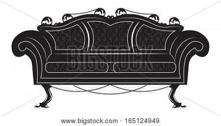 Vintage Gothic style sofa furniture. Vector hermitage decor collection