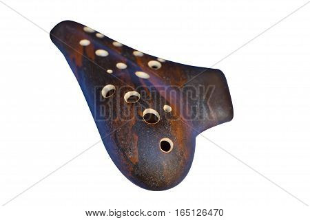 The brown Ocarina isolated on white background