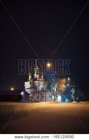 walks around the city: temple, church, monument. Trinity Cathedral in Solikamsk. City sight. Majestic cathedral, architecture of the 17th century.