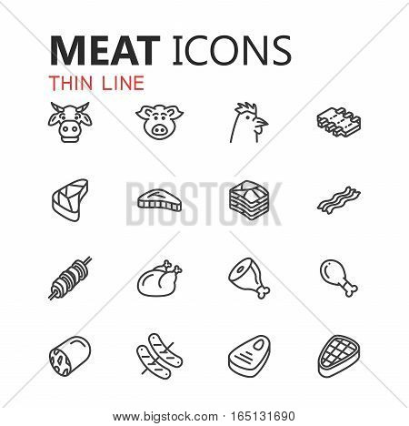 Simple modern set of meat icons. Eps 10