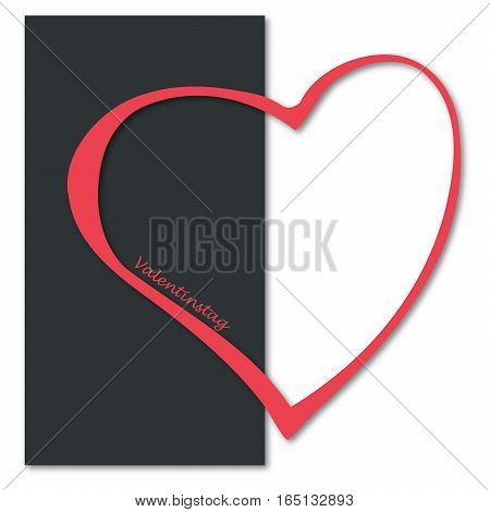 Heart and the german word for valentine`s day (Valentinstag), isolated on white