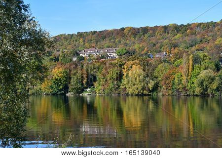 Meulan France - october 31 2016 : the picturesque city in autumn