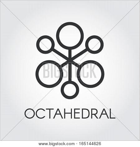 Symbol of chemical compound or octahedral molecule. Black icon. Pixel perfect 48x48 px. Simplicity pictograph. Logo for websites, mobile apps and other design needs. Vector contour label
