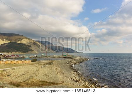 Cape Utrish navigation towers. Russia Krasnodar Krai village of Big Utrish