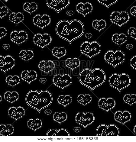 Seamless Black and White pattern for a Valentine Day with Hearts. Can be used for a Love Valentine Letter Card Valentines day Celebration design.