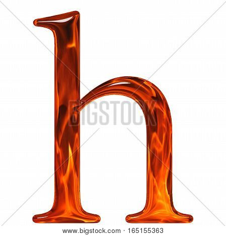 Lowercase Letter H - The Extruded Of Glass With Pattern Flame, Isolated On White Background