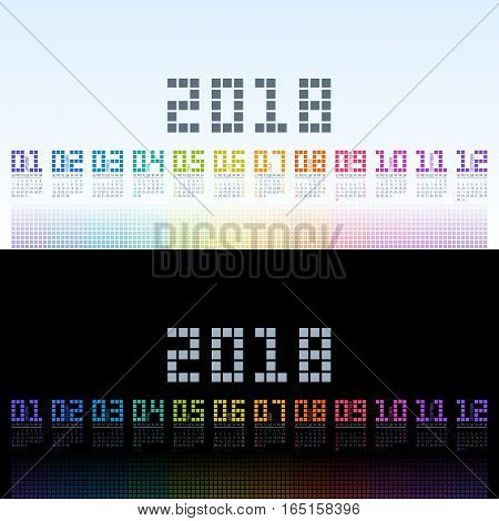 Calendar 2018 background. Minimal digital shining concept. Vector EPS10.