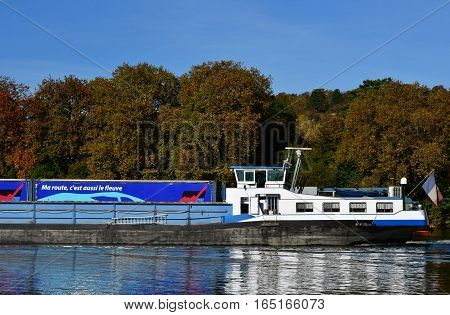 Meulan France - october 31 2016 : the picturesque city in autumn