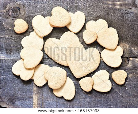 Shortbread cookies in the shape of hearts St. Valentine