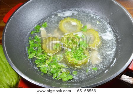 bitter cucumber boiled in electric hot pot