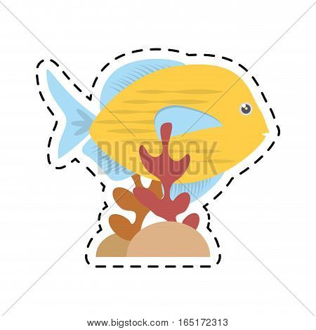 blue and yellow fish variety ocean coral vector illustration eps 10