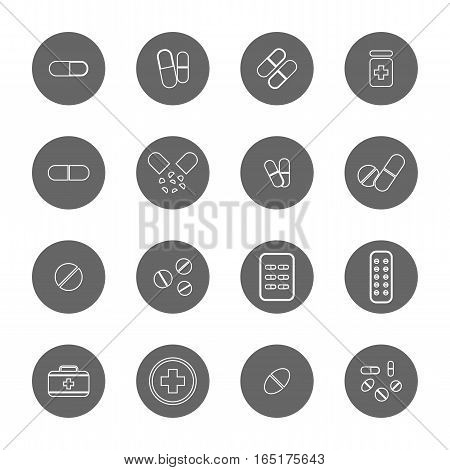 drug thin line icons set,vector Illustration EPS10