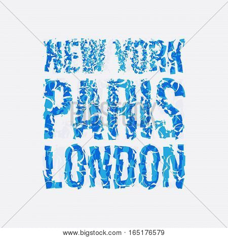 Capital New York Paris London typography, t-shirt graphics, vectors