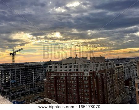 rooftop view of washington DC at sunrise