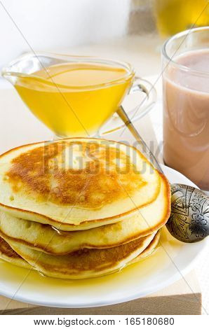 Cocoa, Honey And Pancakes For Dessert