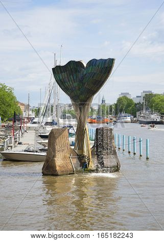 TURKU, FINLAND - JUNE 13, 2015: Fountain 