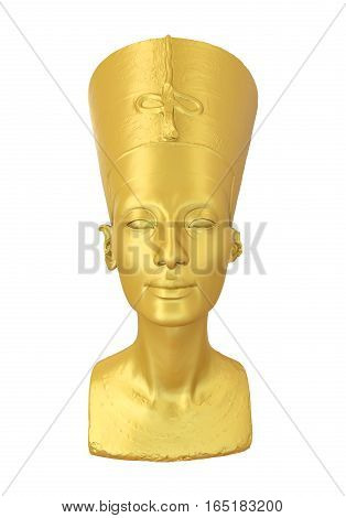 Bust of Queen Nefertiti isolated on white background. 3D render