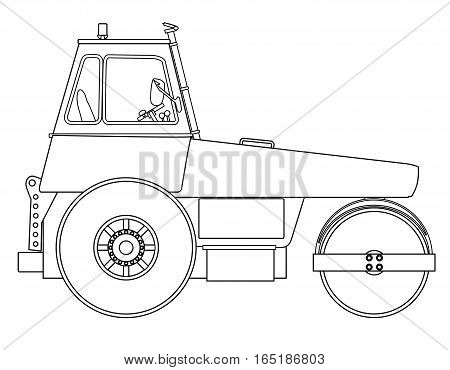 A modern diesel engine road roller over a white background
