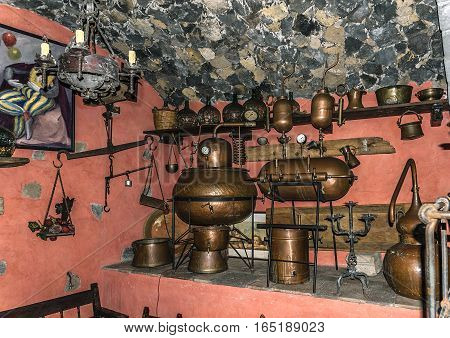 Canary Islands , Tenerife. Restaurant El Monasterio is located in the town of Los Realejos , in the north of the island , near Puerto de la Cruz . The old moonshine  mashine.
