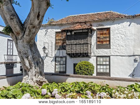 Canary Islands Tenerife . The town of Icod de las Vinos residential house with 