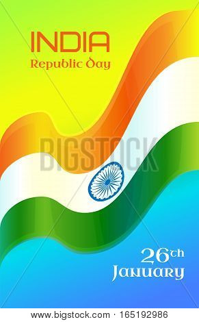 Republic Day in India, 26 January. Vector design element with text, background with Indian national flag