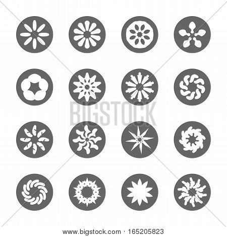 white flower flat icon set,vector Illustration EPS10