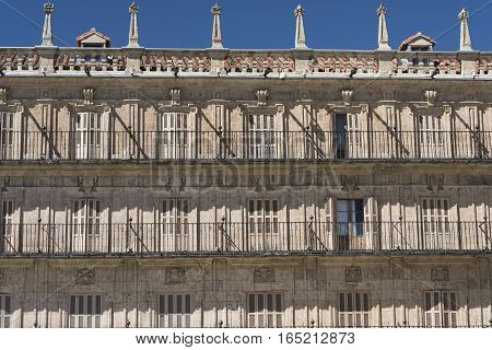 Salamanca (Castilla y Leon Spain): the historic Plaza Mayor the main square of the city