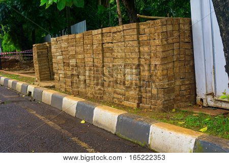 Mound of pavement blocks for build pedestrian photo taken in Jakarta Indonesia java