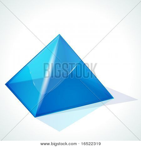 ปิรามิดสีน้ำเงินบนพื้นหลังสีขาว