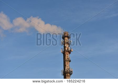CHP pipe supportCHP pipe reliance on blue sky background