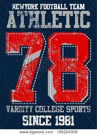 College vector label and print design for t shirt graphic design