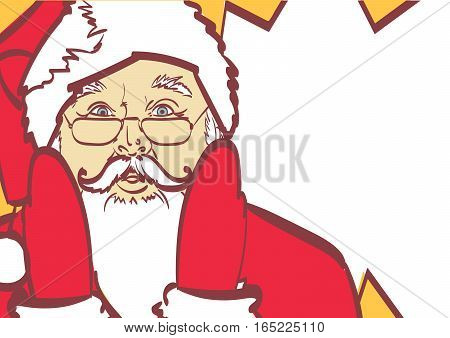 cool vector Santa Claus in pop art style for any design. Eps 10 isolated