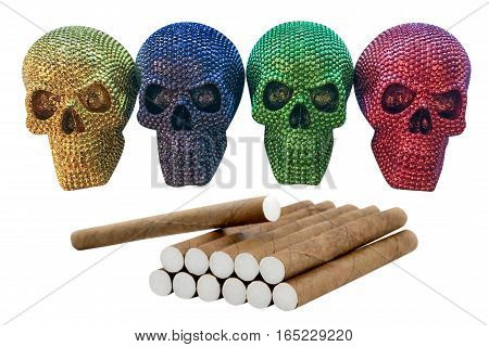 cigarillos with skull isolated on white background