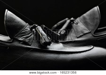 Men's Loafer Shoes.closeup.advertising Shot.leather Shoes.concept Closeup Shoes