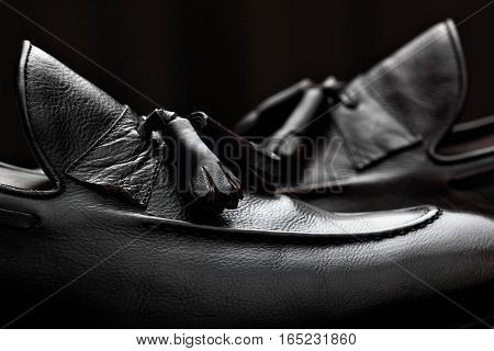 Men's Loafer Shoes.closeup.advertising Shot.leather Shoes.concept Closeup Shoes