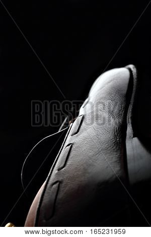 Men's Loafer Shoes.closeup.advertising Shot.leather Shoes.selective Focus.concept Closeup Shoes
