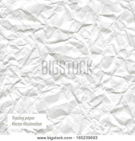 Crumpled white paper. Paper texture. White paper sheet. Vector illustration. Trace